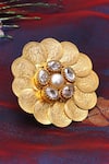 Buy_SUHANI PITTIE_Gold Plated Coins Floral Carved Ring _at_Aza_Fashions