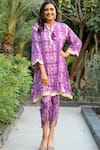 Buy_Rainas_Purple Cotton Silk Printed Geometric Round Embroidered Kurta And Pant Set _at_Aza_Fashions