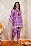 Shop_Rainas_Purple Cotton Silk Printed Geometric Round Embroidered Kurta And Pant Set _Online_at_Aza_Fashions