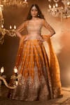 Buy_Azeera_Orange Embroidered Floral Sweetheart Apoorva Zardozi Bridal Lehenga Set _at_Aza_Fashions