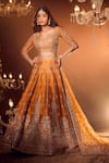 Azeera_Orange Embroidered Floral Sweetheart Apoorva Zardozi Bridal Lehenga Set _Online_at_Aza_Fashions