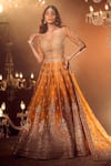 Shop_Azeera_Orange Embroidered Floral Sweetheart Apoorva Zardozi Bridal Lehenga Set _Online_at_Aza_Fashions