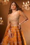 Azeera_Orange Embroidered Floral Sweetheart Apoorva Zardozi Bridal Lehenga Set 