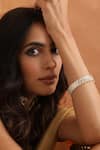 Buy_SWABHIMANN_Gold Plated Polki And Pearl Embellished Bangle _at_Aza_Fashions