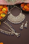 Shop_SWABHIMANN_Blue Kundan And Stone Embellished Necklace Set _at_Aza_Fashions