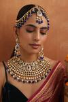 SWABHIMANN_Blue Kundan And Stone Embellished Necklace Set _Online_at_Aza_Fashions