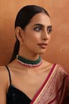 Buy_SWABHIMANN_Green Bead Choker Set _at_Aza_Fashions