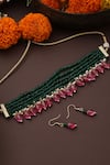 Shop_SWABHIMANN_Green Bead Choker Set _at_Aza_Fashions