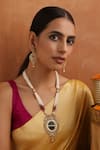 Buy_SWABHIMANN_Multi Color Stone Embellished Pendant Necklace Set _at_Aza_Fashions