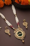 SWABHIMANN_Multi Color Stone Embellished Pendant Necklace Set _Online_at_Aza_Fashions