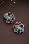 SWABHIMANN_Multi Color Zirconia Bloom Stud Earrings _Online_at_Aza_Fashions