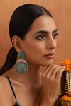 Buy_SWABHIMANN_Green Zirconia Ambrosia Stone Embellished Danglers _at_Aza_Fashions