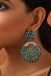 SWABHIMANN_Green Zirconia Ambrosia Stone Embellished Danglers _Online_at_Aza_Fashions