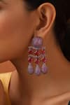 SWABHIMANN_Pink Stone Trellis Embellished Danglers _Online_at_Aza_Fashions