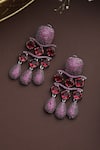 Buy_SWABHIMANN_Pink Stone Trellis Embellished Danglers _Online_at_Aza_Fashions