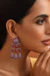 Shop_SWABHIMANN_Pink Stone Trellis Embellished Danglers _Online_at_Aza_Fashions