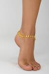 Shop_Zariin_Gold Plated Sacred Splendour Anklets- Set Of 2 _Online_at_Aza_Fashions