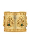 Buy_Zariin_Green Chatham Emerald Peacock Enigma Cuff _Online_at_Aza_Fashions