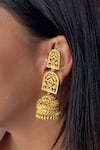 Buy_Zariin_Gold Plated Embroidery, Beads Bareilly Filigree Jhumka _Online_at_Aza_Fashions