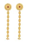 Shop_Zariin_Red Chatham Rubies Floral Legacy Earrings _at_Aza_Fashions