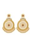 Shop_Zariin_Red Chatham Rubies Chola Legacy Filigree Floral Earrings _Online_at_Aza_Fashions