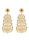 Zariin_Red Chains, Crystals Glorious Drama Filigree Earrings _at_Aza_Fashions