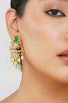 Buy_ZARIIN_Green Chains, Stones Majestic Charm Filigree Earrings _at_Aza_Fashions