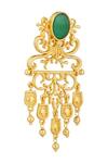 ZARIIN_Green Chains, Stones Majestic Charm Filigree Earrings _Online_at_Aza_Fashions