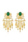 Buy_ZARIIN_Green Chains, Stones Majestic Charm Filigree Earrings _Online_at_Aza_Fashions