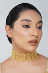 Buy_Zariin_Gold Plated Chatham Ruby Eternal Enigma Filigree Choker _at_Aza_Fashions