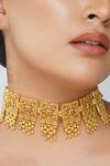 Buy_Zariin_Gold Plated Chatham Ruby Eternal Enigma Filigree Choker _Online_at_Aza_Fashions