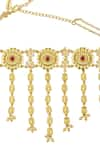 Zariin_Red Chatham Rubies Legacy Tassel Choker Necklace _Online_at_Aza_Fashions