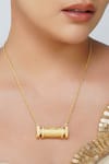 Shop_Zariin_Gold Plated Scrolls Of Time Pendant Necklace _Online_at_Aza_Fashions