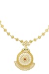 Zariin_Red Chatham Ruby Chola Legacy Floral Filigree Pendant Necklace _Online_at_Aza_Fashions