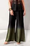 Buy_Aditi Somani_Black Satin, Muslin Embroidery V-neck Ombre Pant With Jacket _Online_at_Aza_Fashions