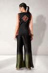 Shop_Aditi Somani_Black Satin, Muslin Embroidery V-neck Ombre Pant With Jacket _at_Aza_Fashions