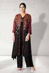 Buy_Aditi Somani_Maroon Embroidered Ombre Cape With Top _at_Aza_Fashions
