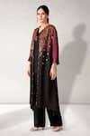 Shop_Aditi Somani_Maroon Embroidered Ombre Cape With Top _Online_at_Aza_Fashions