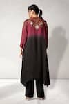 Shop_Aditi Somani_Maroon Embroidered Ombre Cape With Top _at_Aza_Fashions