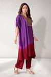 Shop Aditi Somani Purple Crepe Sequins, Tassels V-neck Patola Yoke Kaftan With Pant Online at Aza Fashions Shop_Aditi Somani_Purple Crepe Sequins, Tassels V-neck Patola Yoke Kaftan With Pant _Online_at_Aza_Fashions