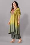 Shop Aditi Somani Green Crepe Sequins, Tassels V-neck Patola Yoke Ombre Kaftan With Pant Online at Aza Fashions Shop_Aditi Somani_Green Crepe Sequins, Tassels V-neck Patola Yoke Ombre Kaftan With Pant _Online_at_Aza_Fashions