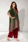 Shop Aditi Somani Green Crepe Sequins V-neck Embroidered Yoke Ombre Kaftan With Pant Online at Aza Fashions Shop_Aditi Somani_Green Crepe Sequins V-neck Embroidered Yoke Ombre Kaftan With Pant _Online_at_Aza_Fashions