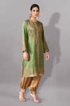 Shop_Aditi Somani_Green Tissue, Silk Beads, Sequins, Tassels, Embroidery Round Floral Kurta Set _Online_at_Aza_Fashions