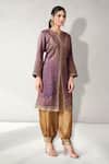 Buy_Aditi Somani_Purple Tissue, Silk Beads, Sequins, Tassels, Floral Kurta Harem Pant Set _Online_at_Aza_Fashions