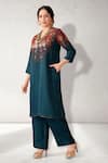 Buy Aditi Somani Blue Silk Sequins, Beads V-neck Embroidered Kurta Set Online at Aza Fashions Buy_Aditi Somani_Blue Silk Sequins, Beads V-neck Embroidered Kurta Set _Online_at_Aza_Fashions