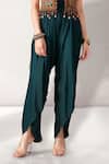 Buy_Aditi Somani_Blue Modal Embroidery, Tassels V-neck, Open Solid Draped Jumpsuit With Jacket _Online_at_Aza_Fashions