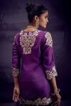 Shop Aditi Somani Purple Silk Embroidery V-neck Floral Short Tunic Set at Aza Fashions Shop_Aditi Somani_Purple Silk Embroidery V-neck Floral Short Tunic Set _at_Aza_Fashions