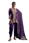 Aditi Somani Purple Silk Embroidery V-neck Floral Short Tunic Set Online at Aza Fashions Aditi Somani_Purple Silk Embroidery V-neck Floral Short Tunic Set _Online_at_Aza_Fashions