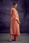 Shop_Aditi Somani_Peach Nysa Silk Embroidered V Neck Patola Yoke Kurta With Pant _at_Aza_Fashions