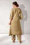 Shop_Aditi Somani_Green Nysa Silk Embroidered V Neck Patola Yoke Kurta With Pant _at_Aza_Fashions